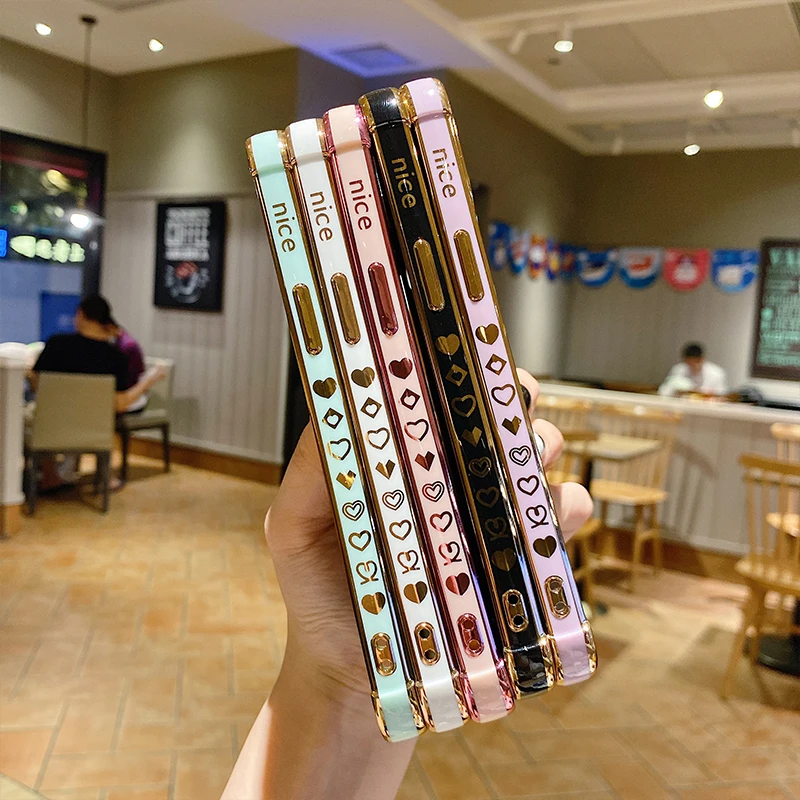 Color: Brown, Compatible-Phone Models: For iPhone 16 Pro, Ships From: CN - Electroplating Side Love Heart Phone Case For IPhone 17 16 15 14 13 12 11 Pro Max XR 8 Plus SE2/SE3 Shockproof Back Cover