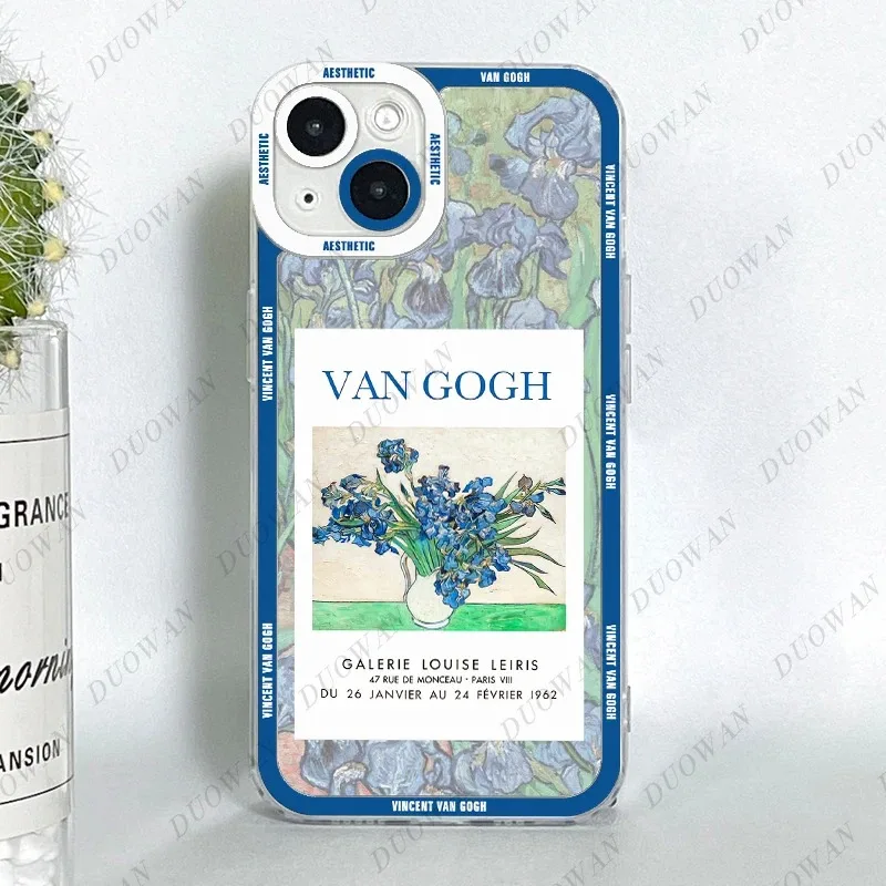 Color: Gold, Material: ABS - Van Gogh Oil Painting Phone Case For iPhone 11 12 13 14 15 16 Pro Max XR X XS Mini 8 7 Plus SE 2020 2022 Transparent Case
