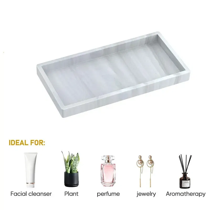 Color: Bronze, Size: XXL - Bathroom Counter Tray, Thickened Silicone Bathroom Vanity Tray, Shatterproof Durable Rectangle Bathroom Tray Soap Dispenser Tray