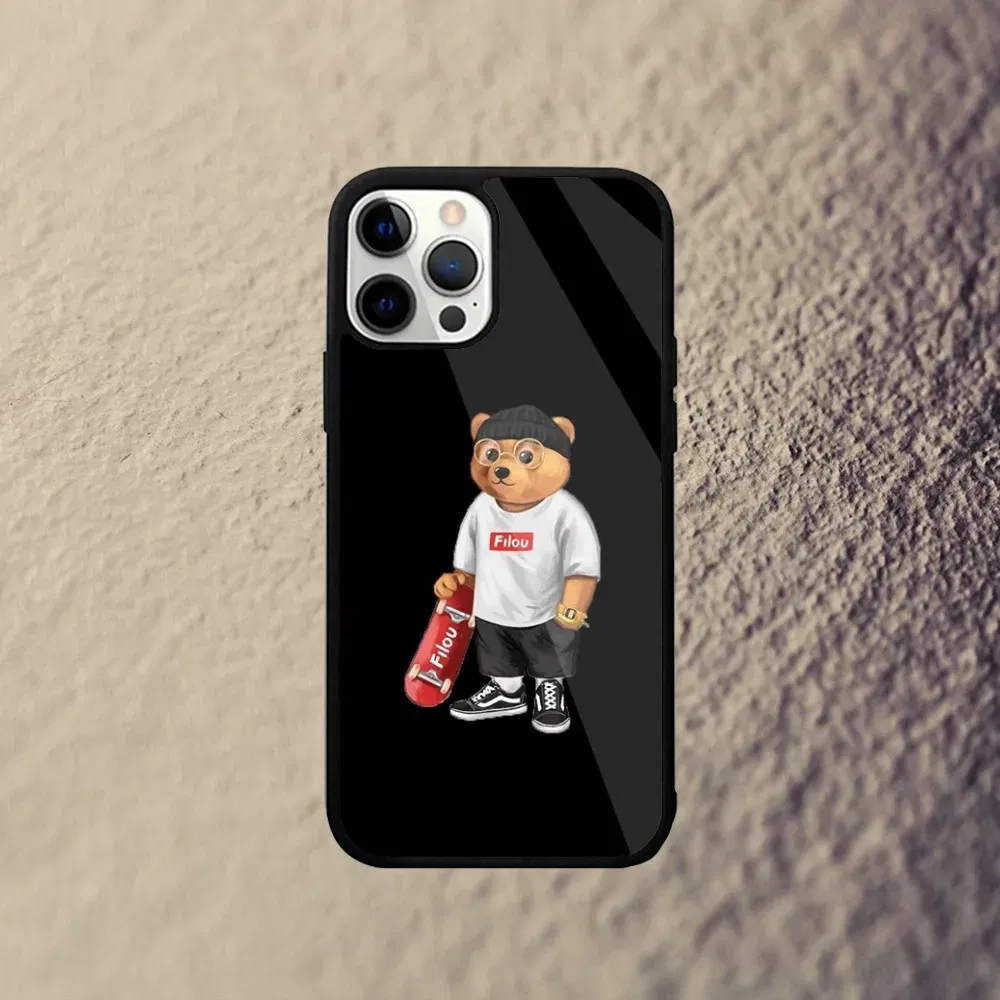 Color: Gold, Material: Vinyl - Baron F-Filou Bear Fashion Phone Case For iPhone 15,14,13,12,11,Plus,Pro,Max Mini Magsafe Magnetic Wireless Charging