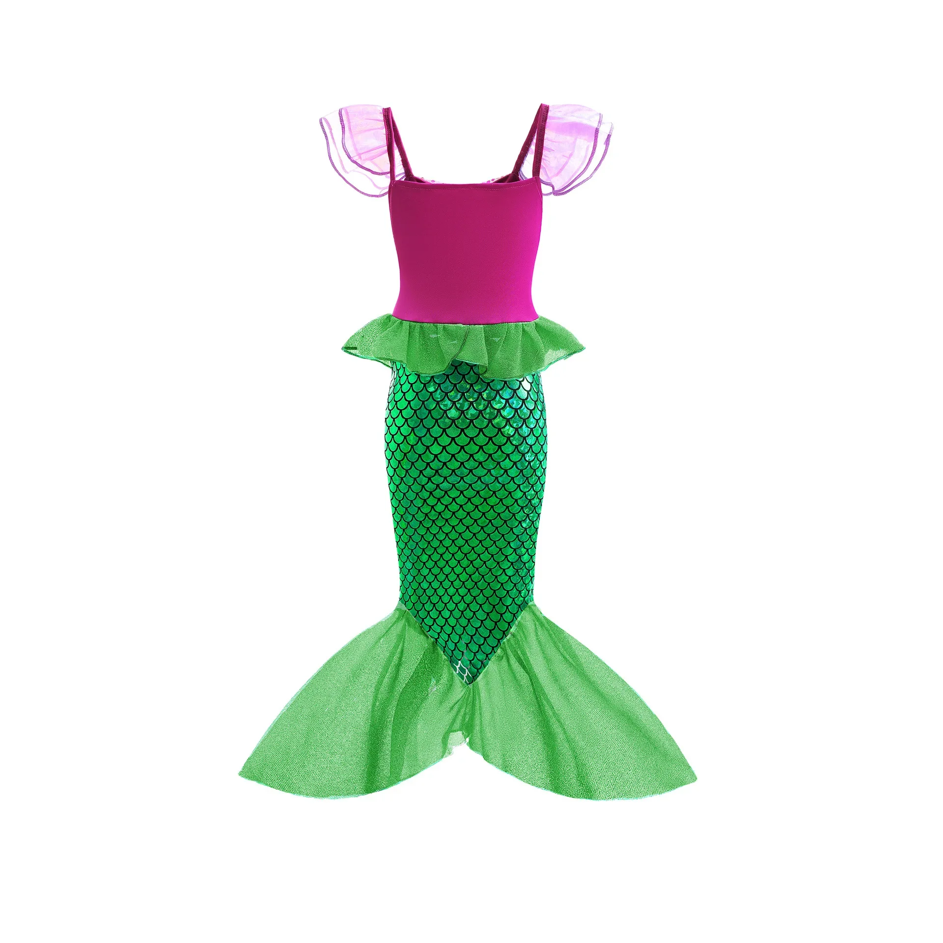 Color: PURPLE, Kid Size: 9 - Disney Little Mermaid Ariel Costumes for Girls Princess Dress Cosplay Halloween Carnival Kids Birthday Party Dress Up Clothing