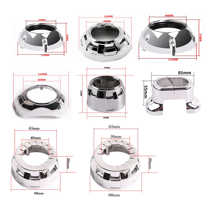 Color: Orange - SANVI 2.5INCHES 3INCHES BI XENON/LED Projector lens mask  shrouds Car light accessories