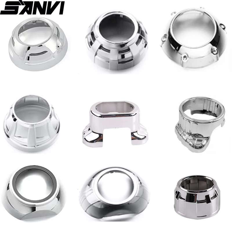 Color: Orange - SANVI 2.5INCHES 3INCHES BI XENON/LED Projector lens mask  shrouds Car light accessories