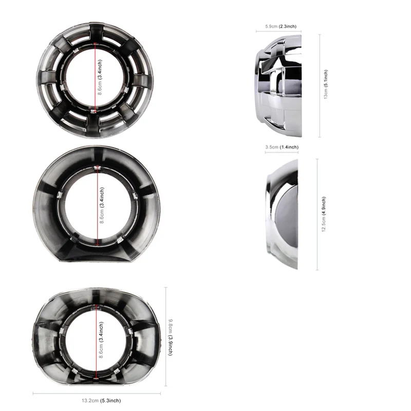 Color: Orange - SANVI 2.5INCHES 3INCHES BI XENON/LED Projector lens mask  shrouds Car light accessories