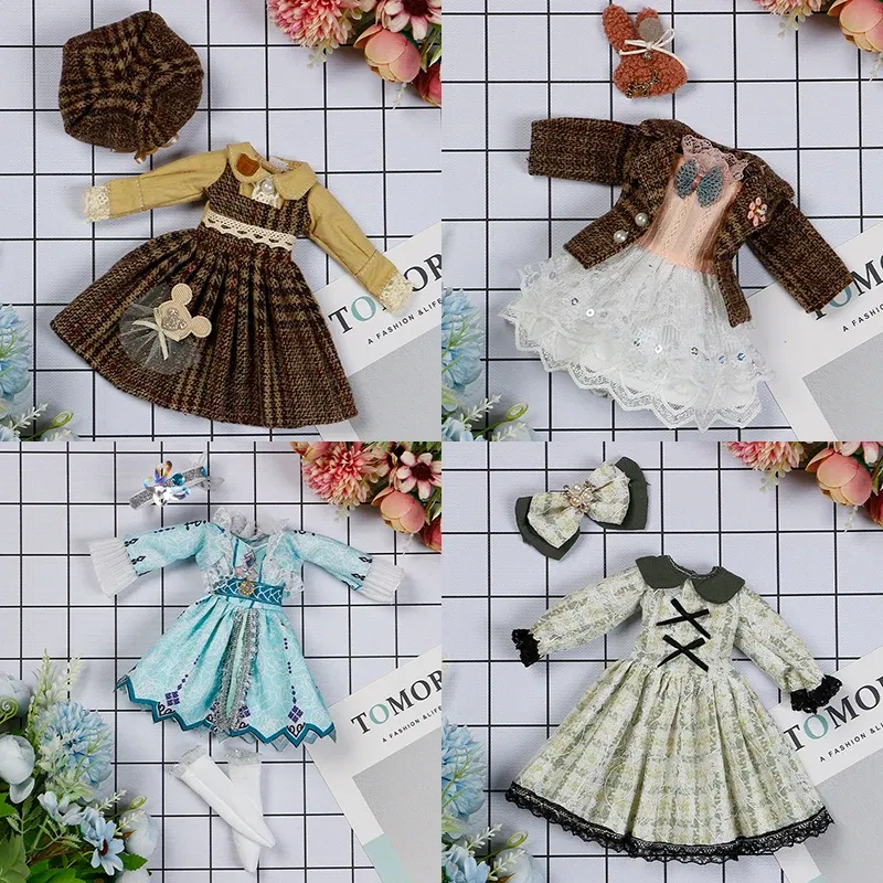 Color: black - 30CM BJD Doll Clothes Girl Dress Up Makeup DIY Toys  Accessories Dress Princess Doll House Set Children Humanoid Doll Girl Gifts