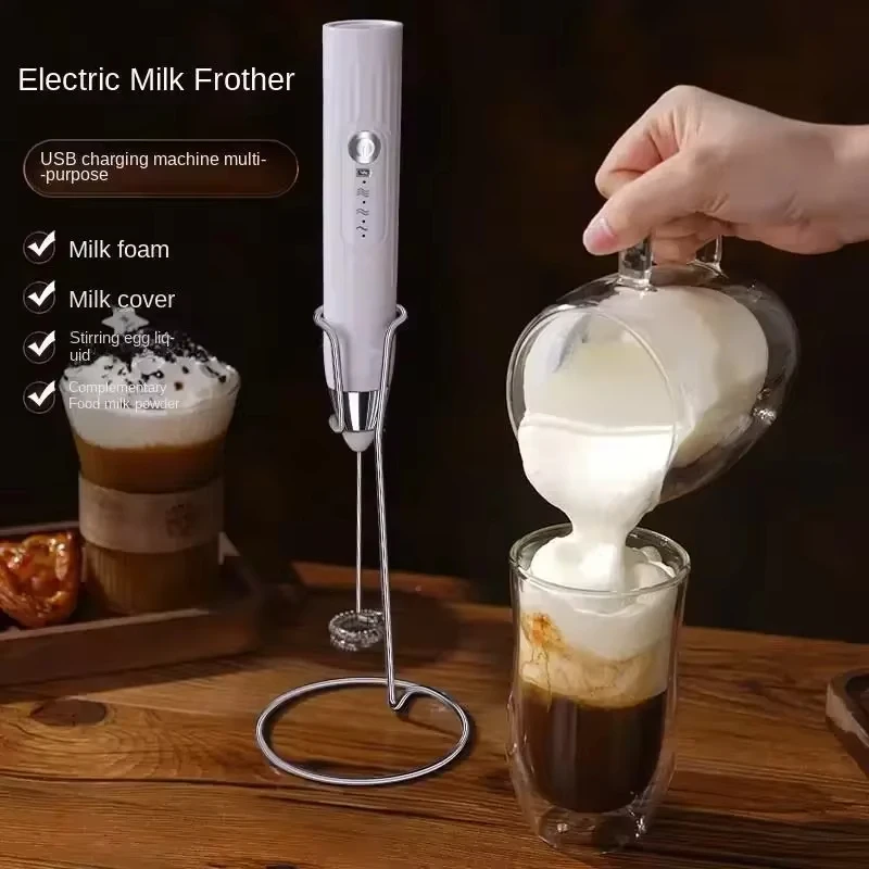 Color: MULTI - 2-in-1 multi-function USB Rechargeable Electric Egg Beater Baking Mixer Milk Frother Kitchen Gadgets Coffee Stirrer Tools Dining