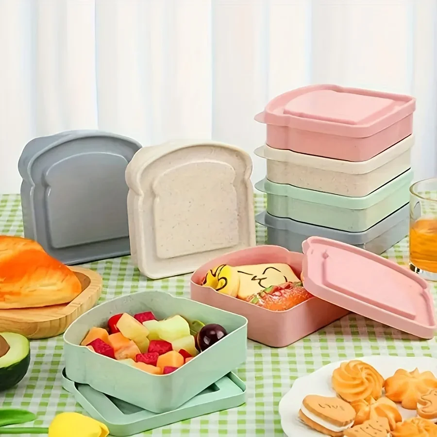 Color: Silver - new pokemon Sandwich Containers Lunch Toast Storage Box With Lid Portable Food Storage Reusable Microwave Lunch Sandwich Box