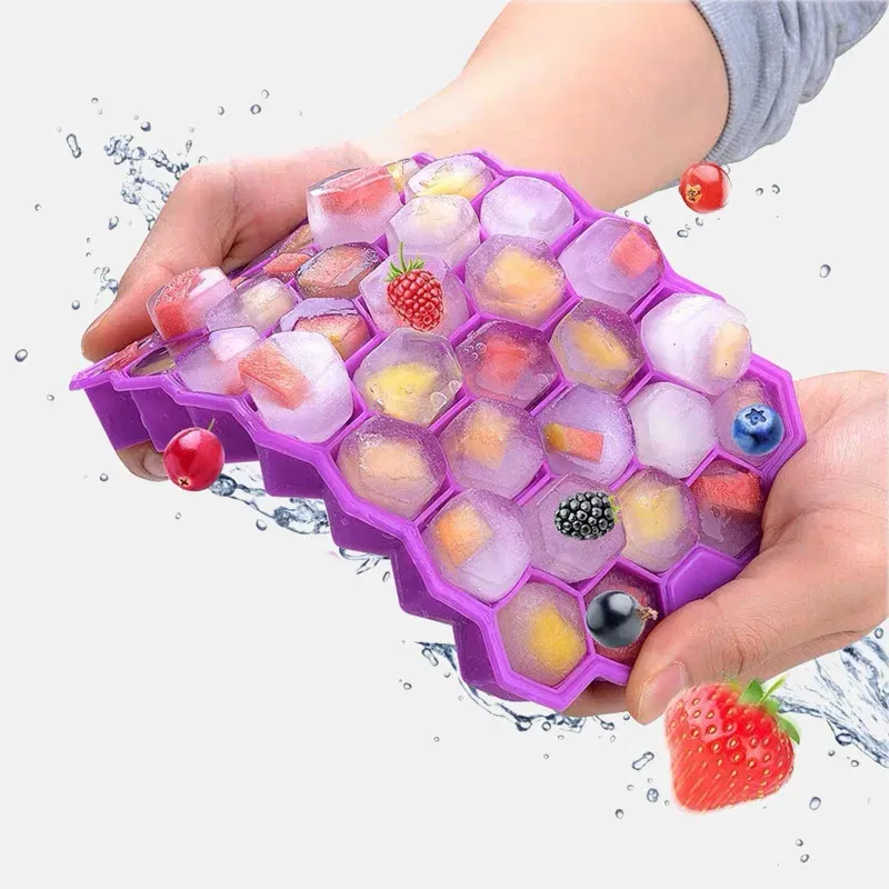 Color: Pink, Size: XL - 4/2/1PCS Silicone Ice Cube Mold 148 Cube Large-capacity Ice Trays Food Grade Ice Maker BPA Free Reusable Ice Maker with Lids