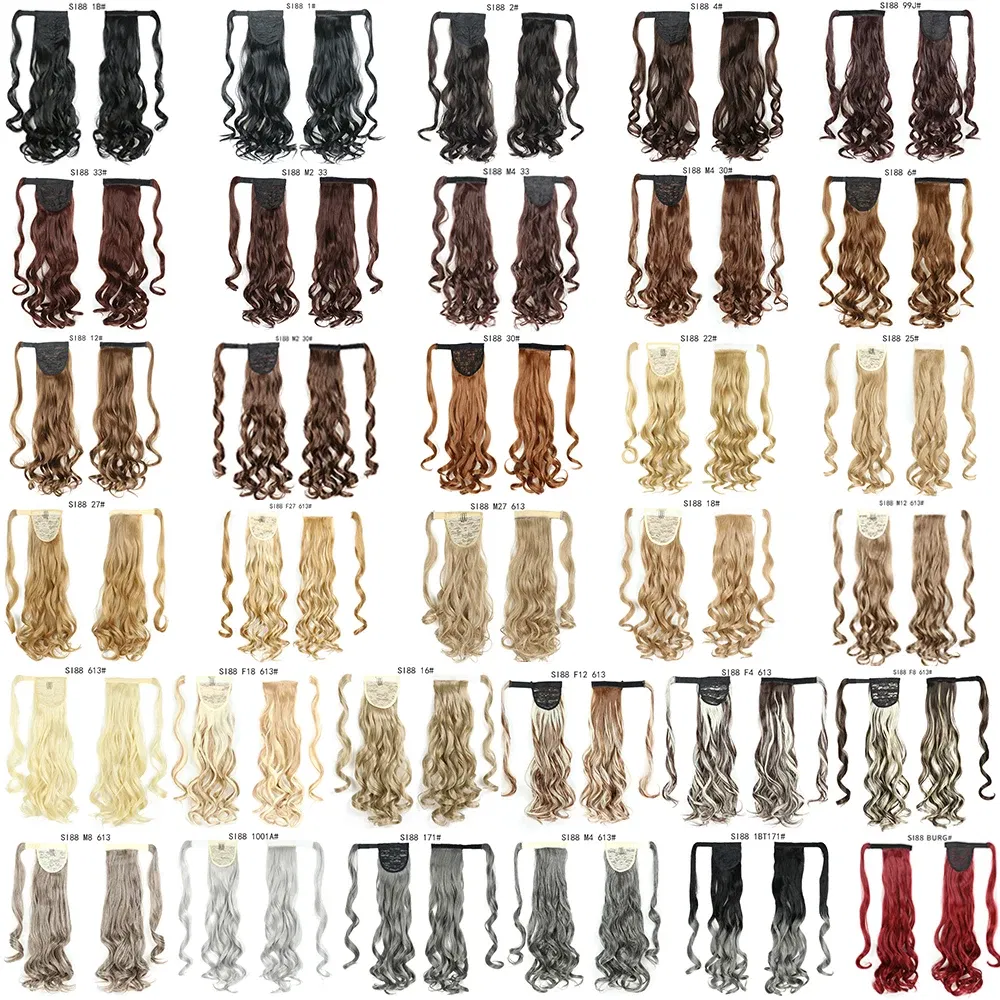 Color: #31 - LINWAN Synthetic Long Straight Wrap Around Clip In Ponytail Hair Extension Heat Reistan Pony Tail Fake Hair