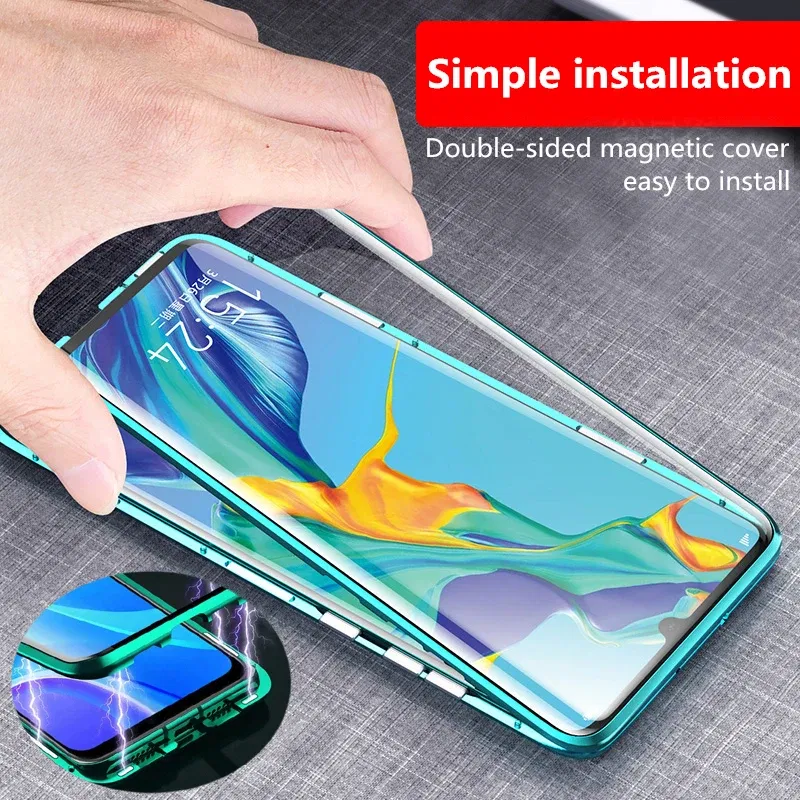 Color: Silver, Bundle: Case & Screen Protector, Material: EVA - 360 ?°Full Protection Metal Frame Magnetic Case For OPPO Reno 10 11 Pro 7 4G 7 Z 8 Lite 8Z 5G Double-Sided Glass Cover Cases