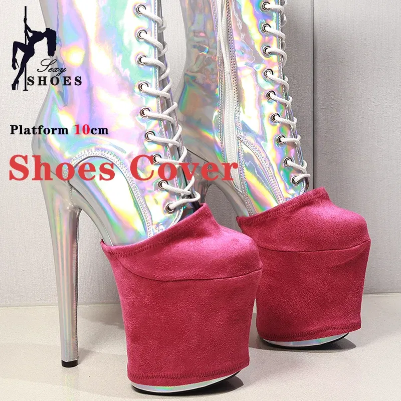 Color: Red, Size: S - Suede Shoes Cover Steel Pole Dance Training Specific Protective Cover 10CM Platform Anti Slip Wear-resistant Boots Protective