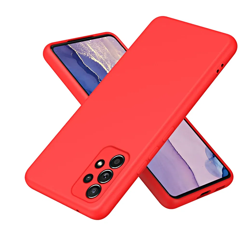 Color: Red, Material: PC - Solid Silicone Protect Case For Samsung Galaxy A13 A23 A33 A53 A73 A12 A22 A32 A52 A52S A72 A04 A04S A14 A24 4G A34 A54 Cover