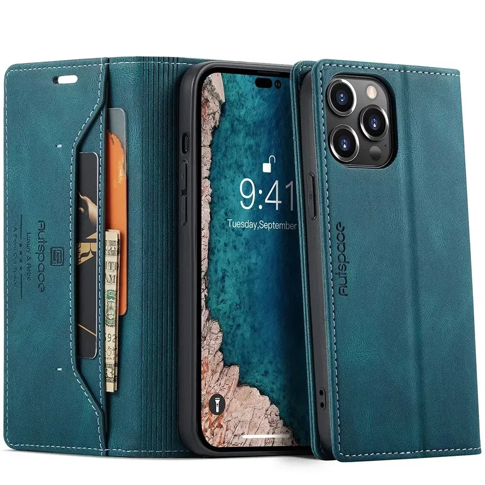 Color: Blue, Material: Microfiber - Leather Cases for IPhone 16 15 14 13 12 11 Pro Max XR XS Max 8 7 6s Plus SE 2022 2020 Wallet Folio Flip Cover Rfid Blocking