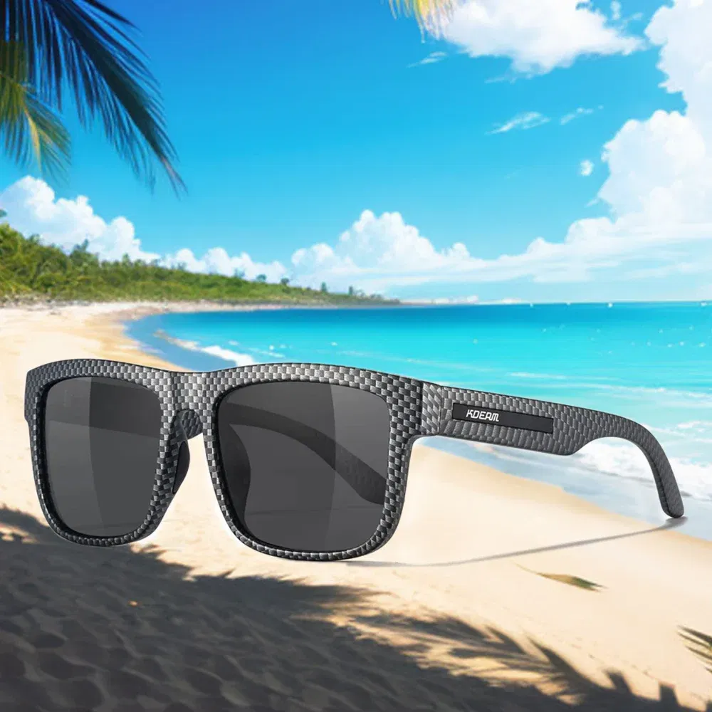 Lenses Color: Yellow, Frame Color: WHITE - 2024 KDEAM New Polarized Sunglasses For Men UV400 Protection Lens Black Grey Frame Driving  Sun Glasses Fishing Eyewear