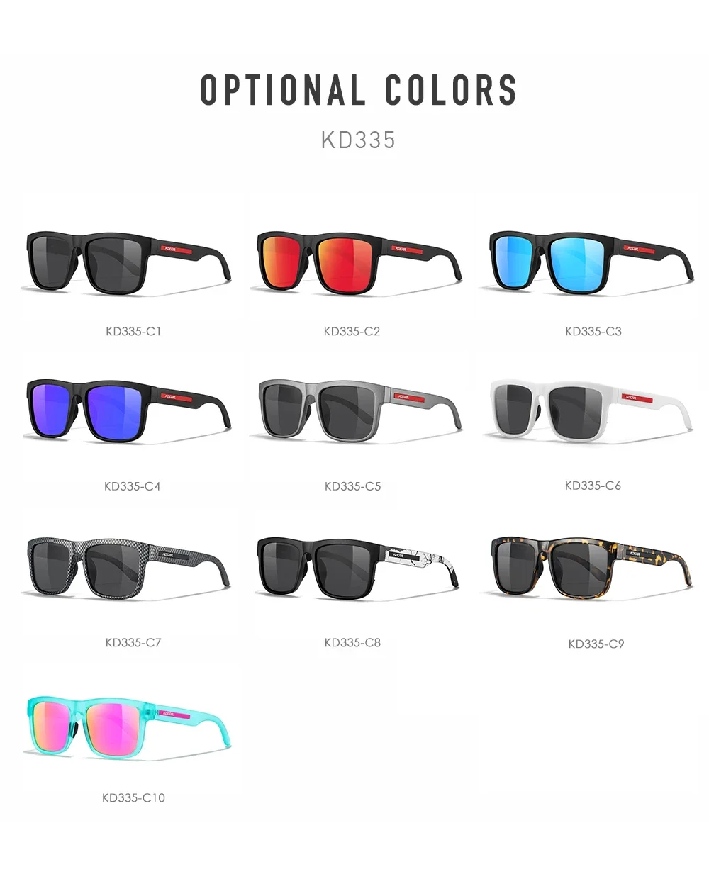 Lenses Color: Yellow, Frame Color: WHITE - 2024 KDEAM New Polarized Sunglasses For Men UV400 Protection Lens Black Grey Frame Driving  Sun Glasses Fishing Eyewear