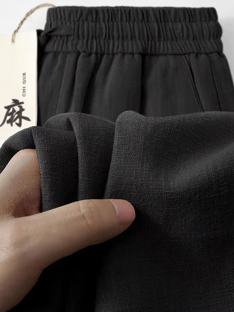 Color: SKY BLUE, Size: XXL - Straight Casual Cotton Linen Pants Men Wide Leg Lightweight Baggy Cotton Sweatpants Male Walking  Jogger Trousers Work