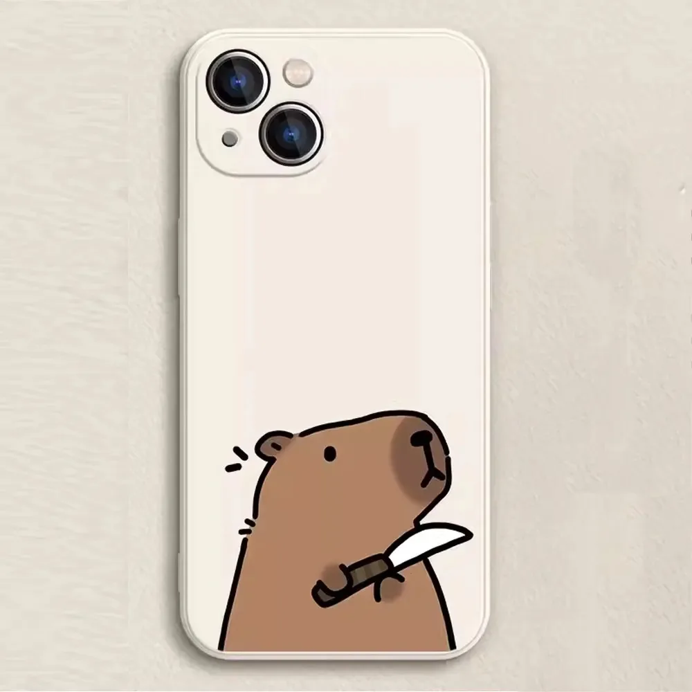 Color: SKY BLUE, Material: PP - Cartoon Animal Capybara Phone Case For Samsung Galaxy S10 S20 S21 S22 S23 S24 FE Plus Ultra Note 20 Couple Paired Silicone Cover