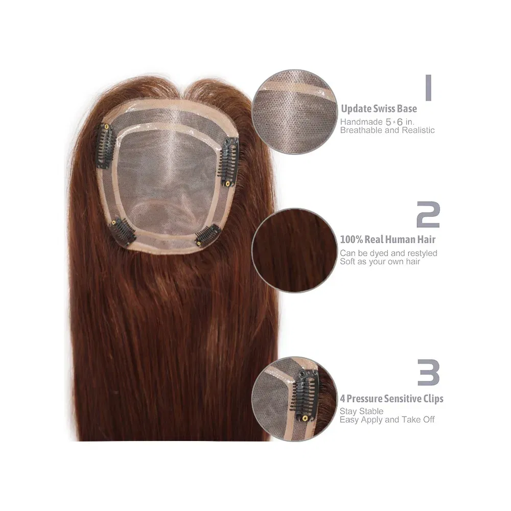 Toupee Color: 613#, Toupee Size: 5x7, Toupee Design: free, Toupee Density: 120%, Length: 14 inches - 5.5X6inch Mono Base Brazilian Remy Human Hair Topper 12"-18" Double Pu Around Thick Invisible Mono Topper for Women Hairpieces