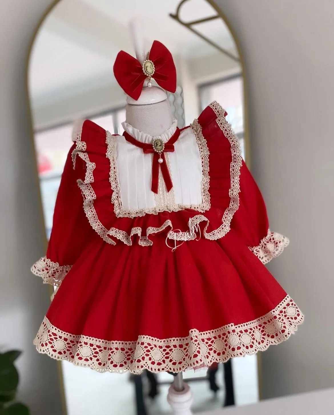 Kid Size: 6 - 0-12Y Baby Girl Autumn Red Turkish Vintage Princess Dress for Birthday Holiday Easter Photography Eid Christmas C78