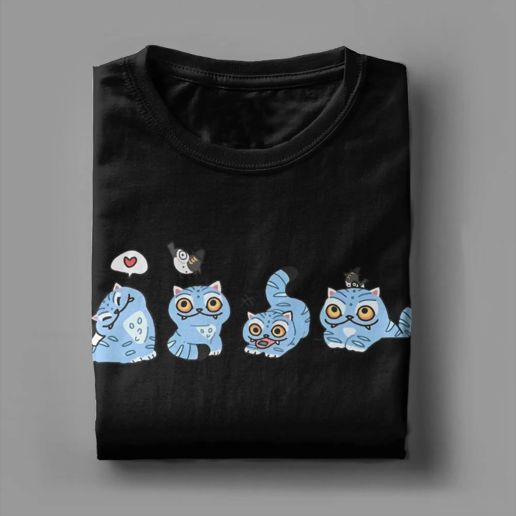 Color: PURPLE, Size: 5XL - Derpy Tiger Cat T Shirt Men Women's Cotton Unique T-Shirt Round Collar Huntrix Kpop Demon Hunters Tees Short Sleeve 4XL 5XL 6XL