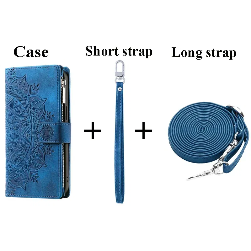 Color: LIGHT BLUE, Material: Plastic - For Poco X7 F6 X6 X5 Pro X3 NFC 5G Zipper Wallet Case Crossbody Book Shell Xiaomi Poco M7 Pro M6 F5 M5 C75 3 X 7 M 6 Flip Cover