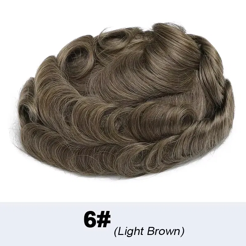 Toupee Color: 6#, Toupee Density: 110%, Length: 6 inches, Toupee Size: 8x10 - 0.03 Ultra Thin Skin Toupee Undetectable Men's Capillary Prosthesis Realistic Wig Man Human Hair Microskin Hair System For Men