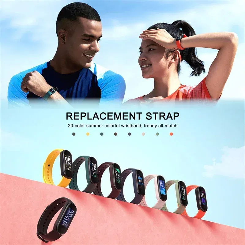 Band Color: Darkblue Black, Band Width: 18mm, Ships From: CHINA - Silicone Watch Strap For Xiaomi Mi Band 7 6 5 4 3 Wristband Bracelet Wrist Straps MiBand 3/4 band5 band6 Smartwatch Accessories