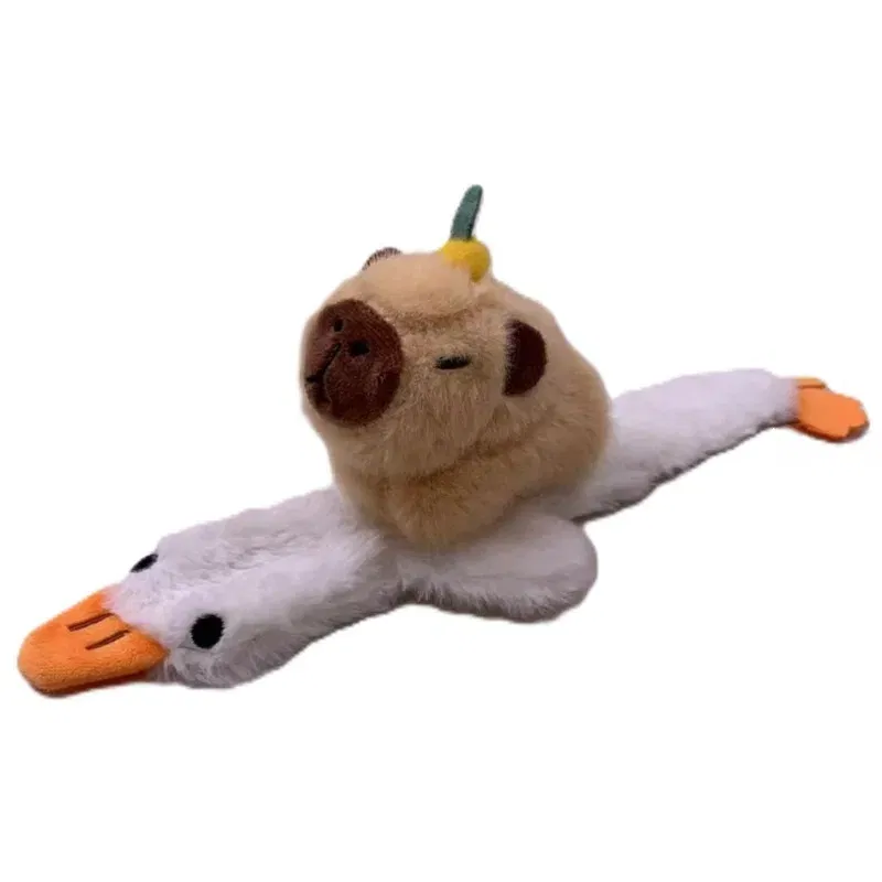 Color: PURPLE, Height: 0-10cm - Capybara Slap Snap Wrap Capibara Plushie Wristband Bracelet Kawaii Cute Dog Cat Plush Toy Hand Ring Creative Funny Gift