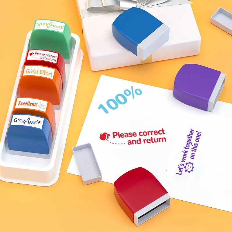 Color: MULTI - 8 teacher stamps Automatic inking stamps for classroom Teacher Fun Personalized teacher stamps for graded office Teacher supplie