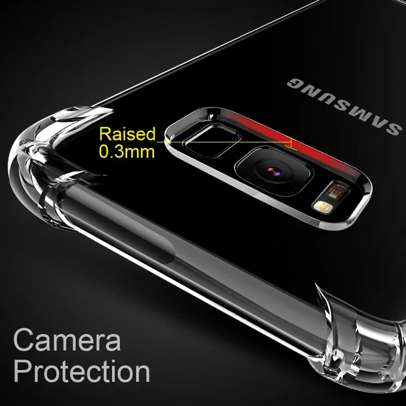 Material: Microfiber - Clear Case For Samsung Galaxy S20 S21 FE S22 S10 S9 S8 Plus S10E Note 8 9 10 20 Plus ShockProof Transparent Soft Cover Case