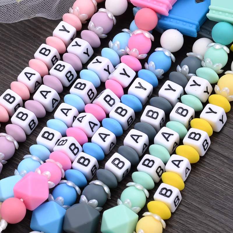 Color: Light green - New Baby Crown Pacifier Clips Silicone Pacifier Chains Handmade Toddler Teething Chain Nipple Clip Chew Toys Not Customized