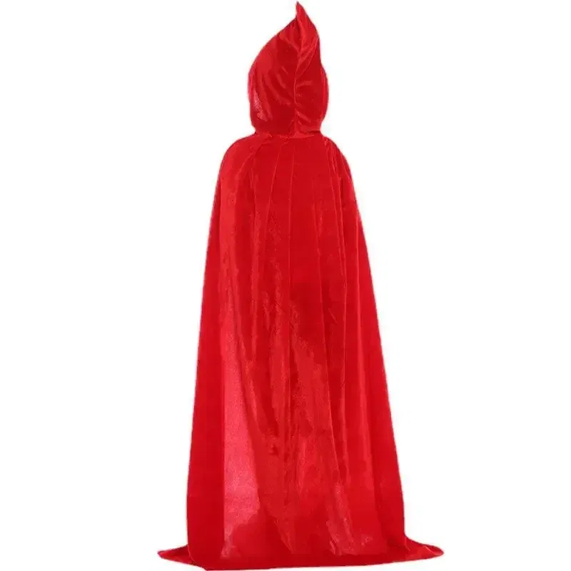 Color: BROWN, Size: L - Velvet Cloak Cape Hooded Medieval Costume Witch Wicca Vampire Man Woman Unisex Solid Color