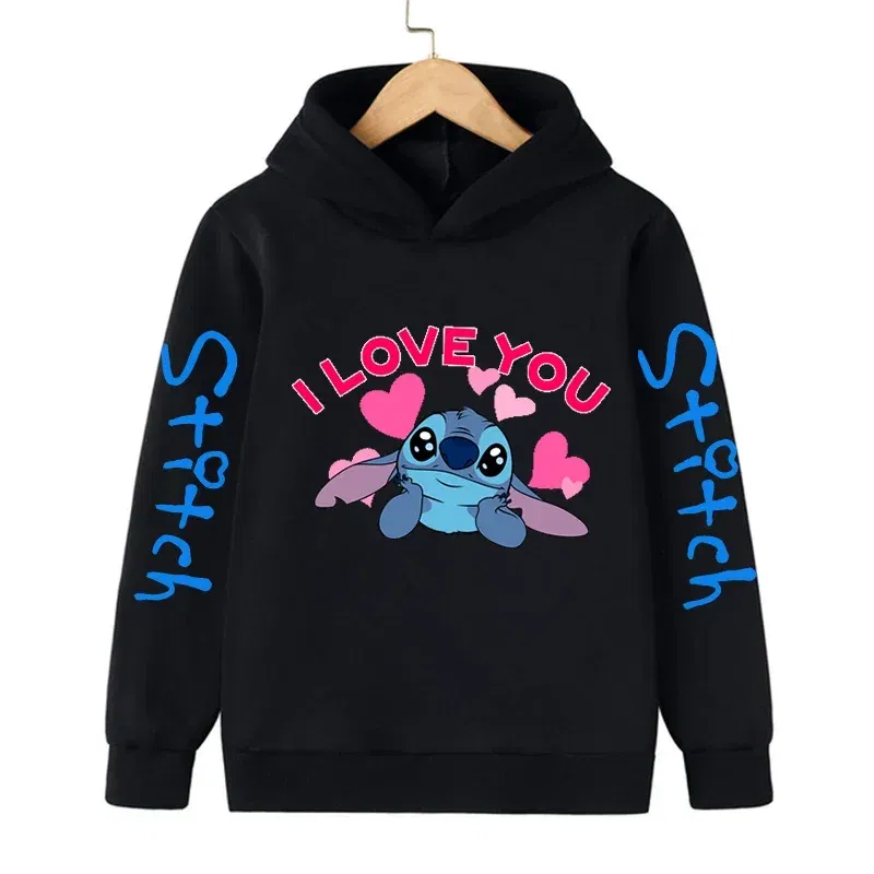 Color: VIOLET/?«?—?…°, Size: >40cm - New in Cool Stitch Hoodie Children Cartoon Clothes Kid Girl Boy Lilo and Stitch Sweatshirt Manga Hoody Baby Casual Top