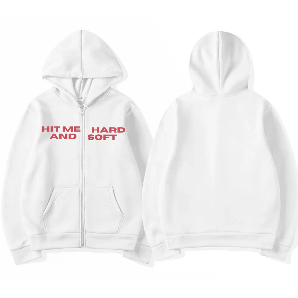 Color: Gold, Size: XL - Hit Me Hard and Soft 2025 Tour Zipper Hoodies Fans Gift Men Women Clothing Pullovers Fashion Hip Hop Zip Up Sweatshirts Jackets