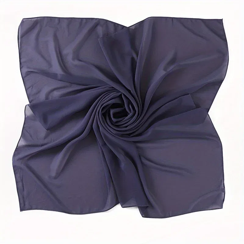Color: PURPLE, Size: One Size - A Pure Color Silk Scarves Imitation Silk Stripes Fashion Shawl Sunscreen Scarves Chiffon Scarf 110 * 110 CM