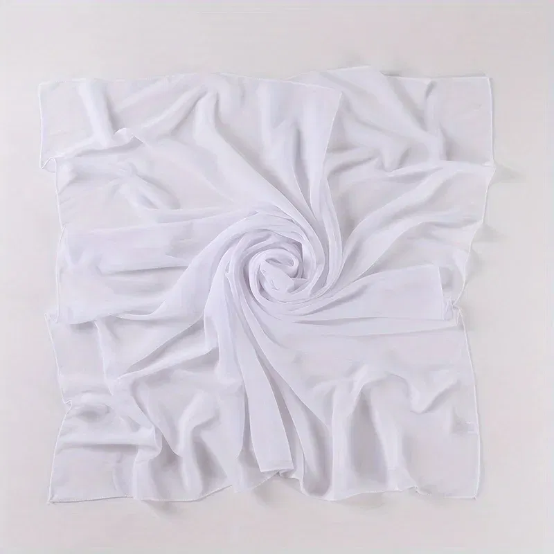 Color: PURPLE, Size: One Size - A Pure Color Silk Scarves Imitation Silk Stripes Fashion Shawl Sunscreen Scarves Chiffon Scarf 110 * 110 CM