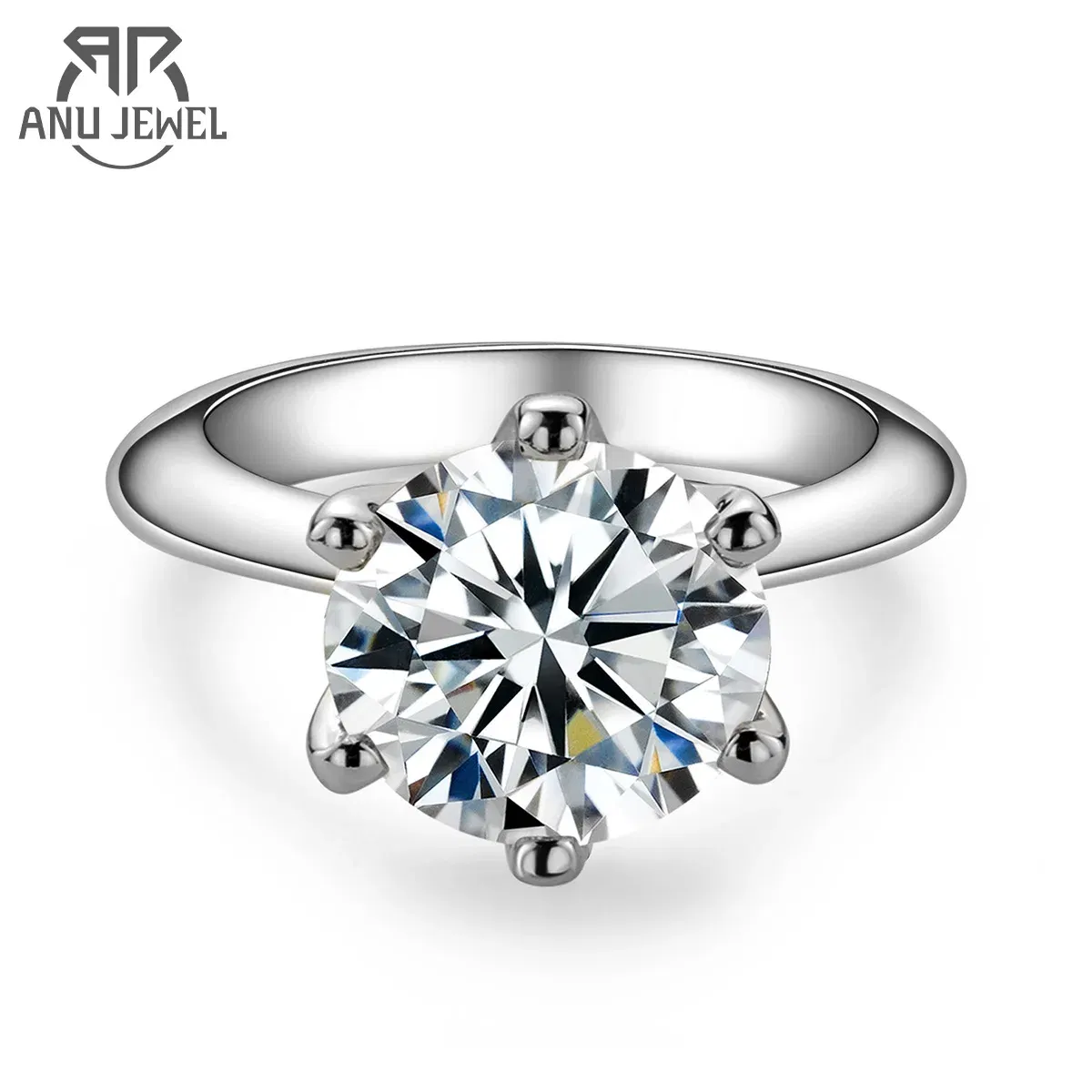 Gem Color: Green, , Ring Size: 5 - AnuJewel 1ct 2ct 3ct 5ct D Color Moissanite Engagement Ring For Women 925 Sterling Silver Gold Plated Solitaire Rings Wholesale