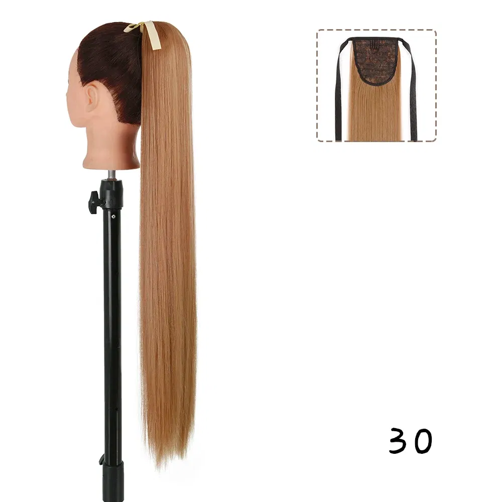 Color: #27, Stretched Length: 22inches - AZQUEEN Straight Synthetic Hairpiece With Ponytail 85cm Super Long Wrap Around Clip In Hair Extensions Pony Tail For Daily Wear