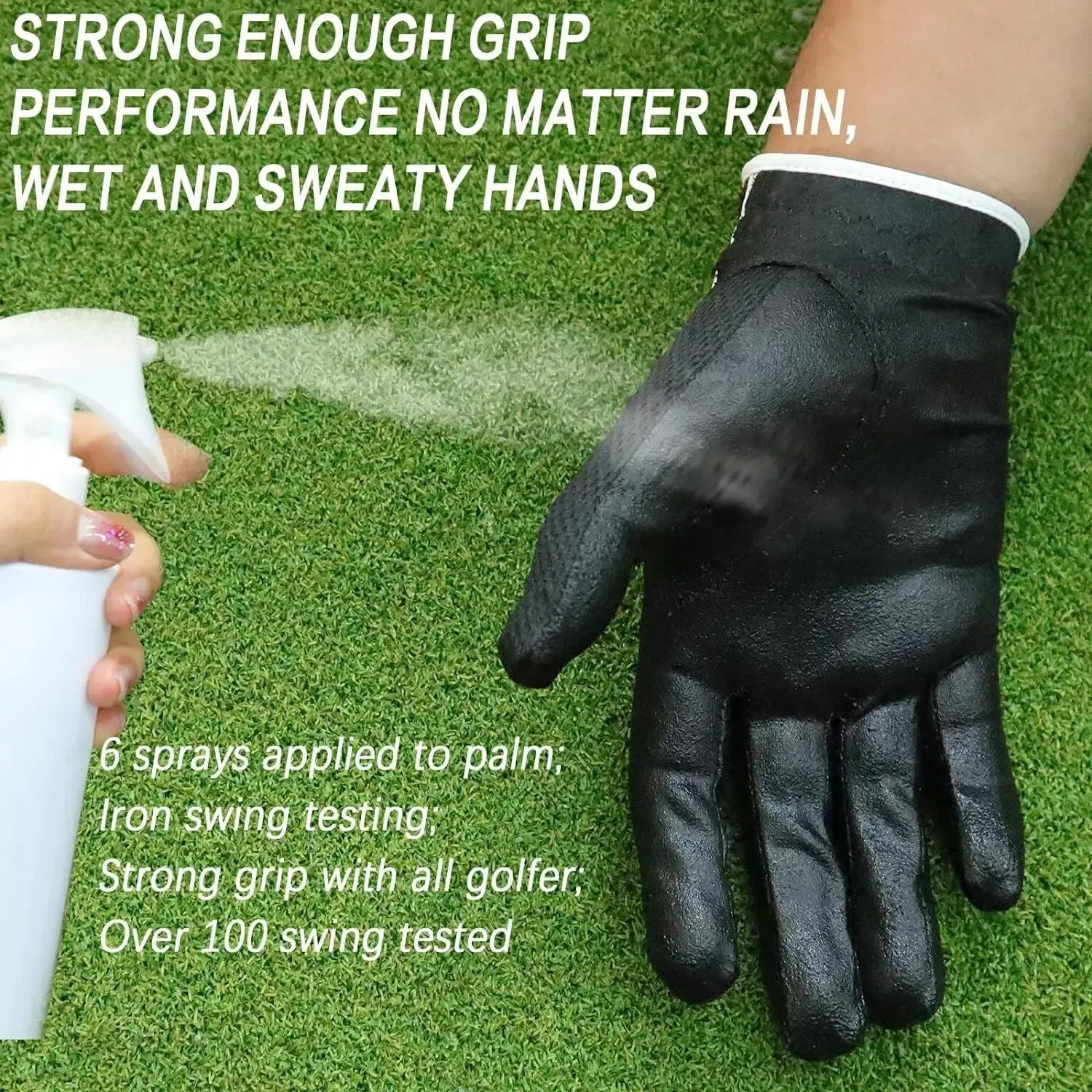 Size: L, Color: Black - Men's Golf Gloves Left Right Hand Rain Grip Value 1 Pack, Hot Wet Weather No Sweat Fit for Left Right Handed Golfer