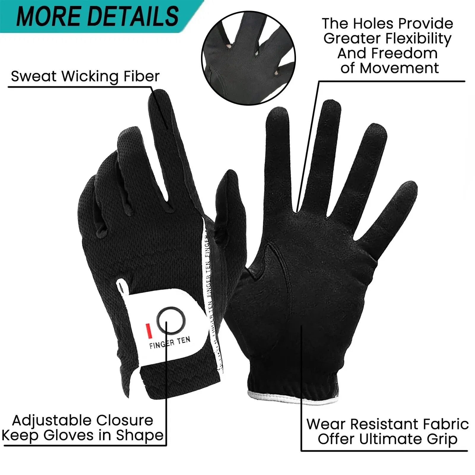 Size: L, Color: Black - Men's Golf Gloves Left Right Hand Rain Grip Value 1 Pack, Hot Wet Weather No Sweat Fit for Left Right Handed Golfer