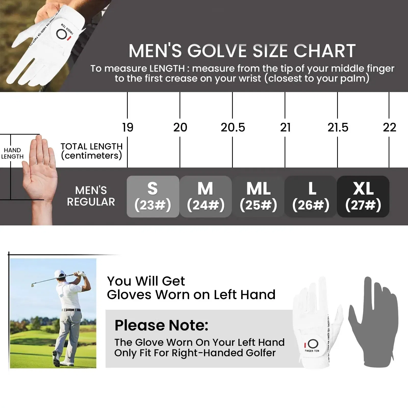 Size: L, Color: Black - Men's Golf Gloves Left Right Hand Rain Grip Value 1 Pack, Hot Wet Weather No Sweat Fit for Left Right Handed Golfer