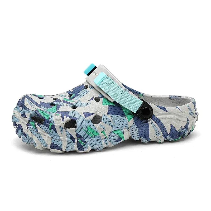 Color: MULTI, Shoe Size: 46 - Fashion Garden Shoes Men's Clogs Slippers Sandal Flat Camouflage Sandals Male Sneakers Outdoor Flip Flops Home Clogs