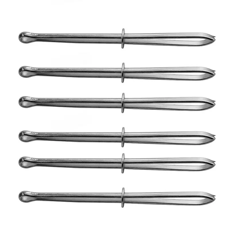 Color: Red - 2pcs/Set Stainless Steel Garment Clips Sewing DIY Tools Elastic Band Tape Punch Cross Stitch Threader Wear Rope Elastic Clamp