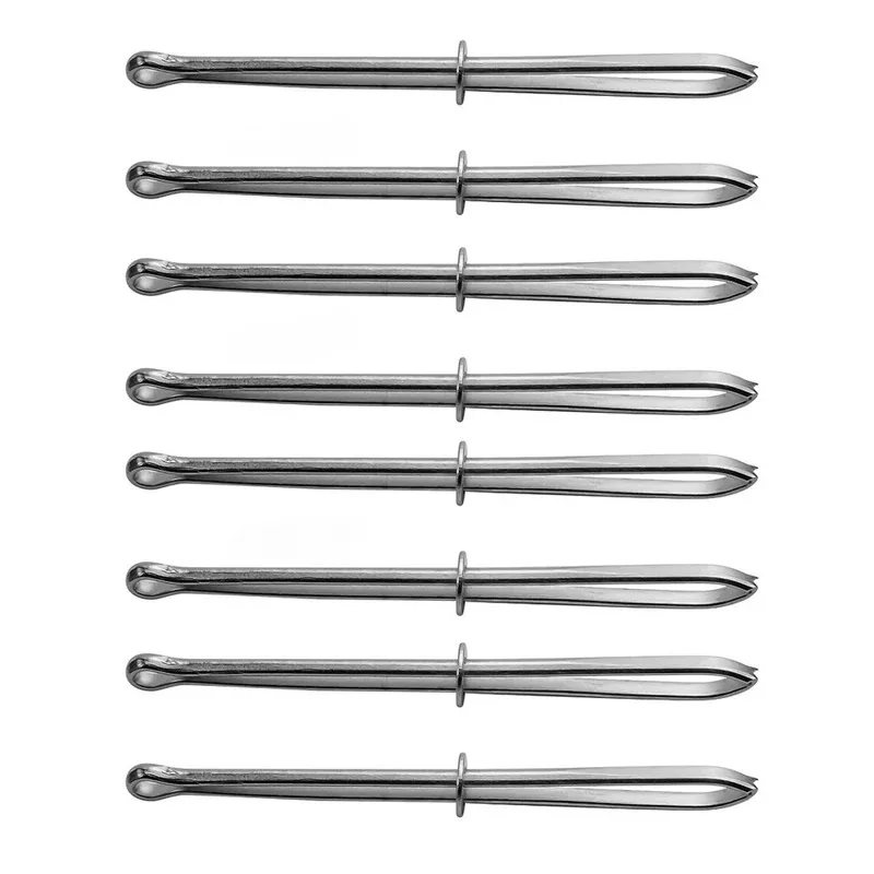 Color: Red - 2pcs/Set Stainless Steel Garment Clips Sewing DIY Tools Elastic Band Tape Punch Cross Stitch Threader Wear Rope Elastic Clamp