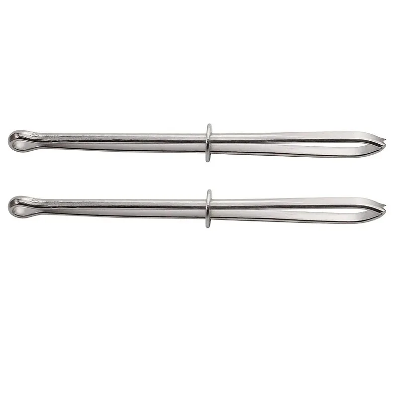 Color: Red - 2pcs/Set Stainless Steel Garment Clips Sewing DIY Tools Elastic Band Tape Punch Cross Stitch Threader Wear Rope Elastic Clamp