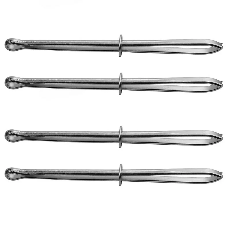 Color: Red - 2pcs/Set Stainless Steel Garment Clips Sewing DIY Tools Elastic Band Tape Punch Cross Stitch Threader Wear Rope Elastic Clamp