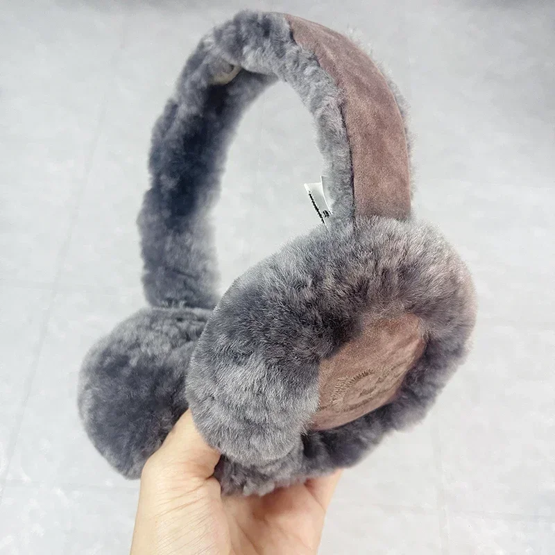Color: black - 1PC Solid Color Soft Plush Ear Warmer Winter Warm Earmuffs Fashion Ear Cover Outdoor Cold Protection EarMuffs Folding Earflap