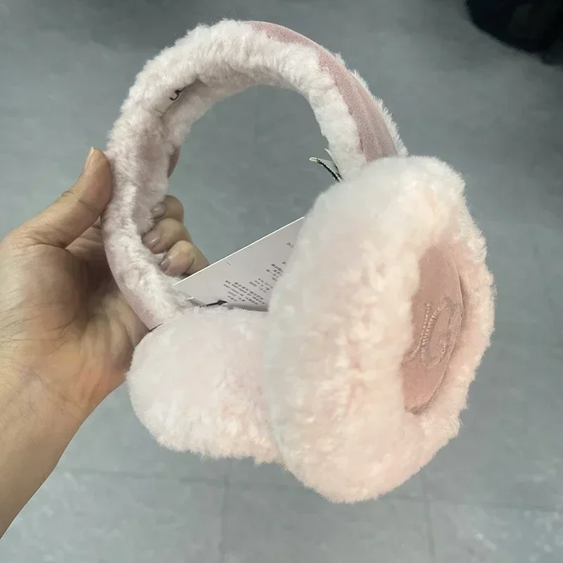 Color: black - 1PC Solid Color Soft Plush Ear Warmer Winter Warm Earmuffs Fashion Ear Cover Outdoor Cold Protection EarMuffs Folding Earflap