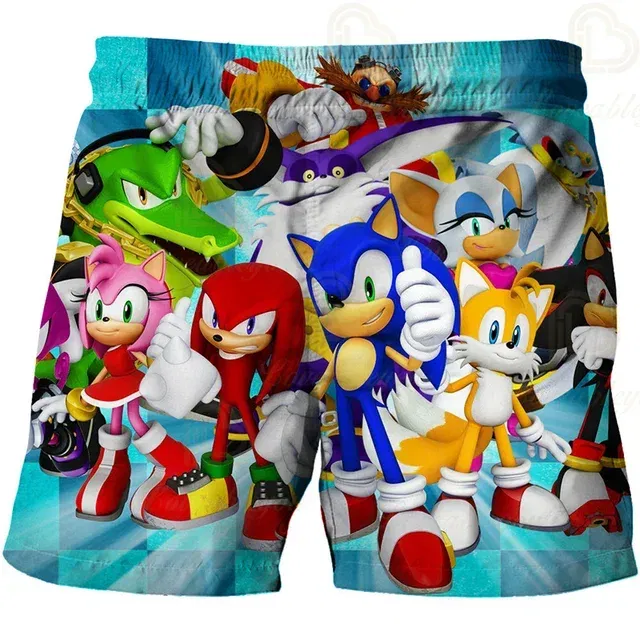 Color: GRAY, Kid Size: 4 - New Anime Kids Sonic Shorts Fashion Boys Girls Clothes Harajuku Cute Baby Cartoon Casual Summer Boy Boy Beach Pants