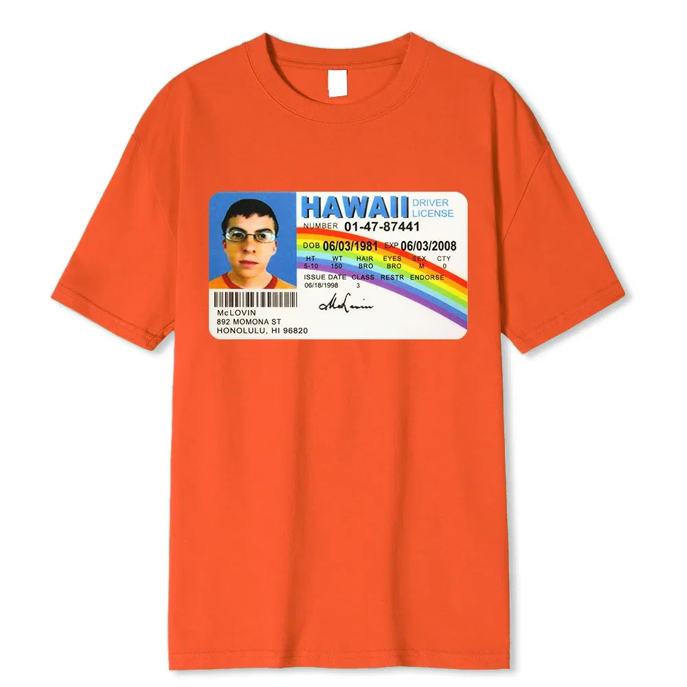Color: Blue, Size: M - Homme t Shirt Summer Men t-Shirt Mclovin Id Card Superbad Geek Mens Cotton t-Shirt Unisex t-Shirt Teenagers Cool Soft Clothing